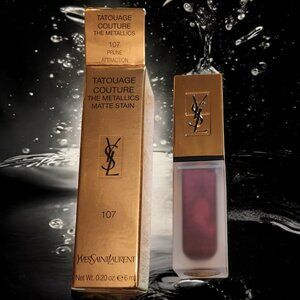 YSL Tatouage Couture The Metallics Matte Lip Stain 107 Prune Attraction
